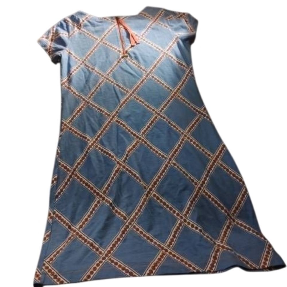 Blue Geometric Pattern Dress(358) - Picture 4 of 5